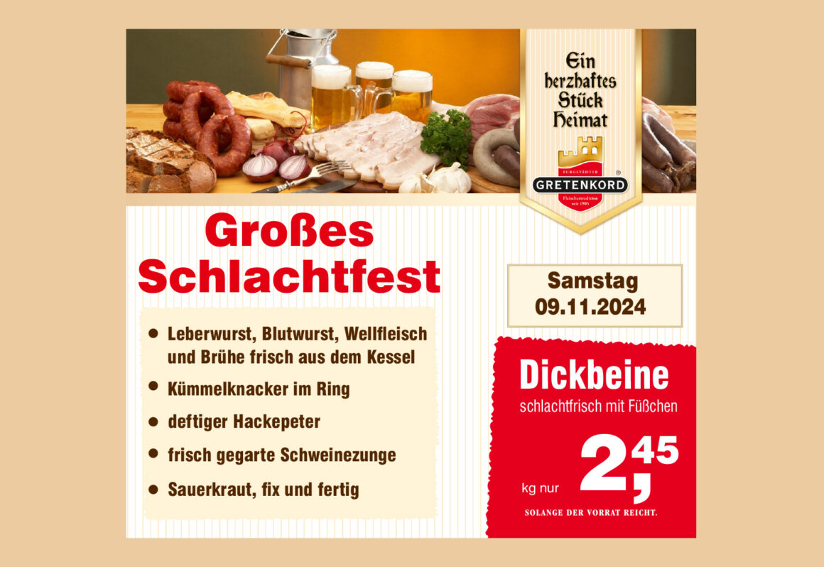 Schlachtfest Fleischerei Gretenkord